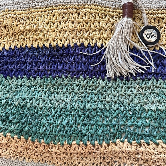 The Sak Multicolor  Raffia Crochet Tote Bag Zip Closure - Picture 12 of 12